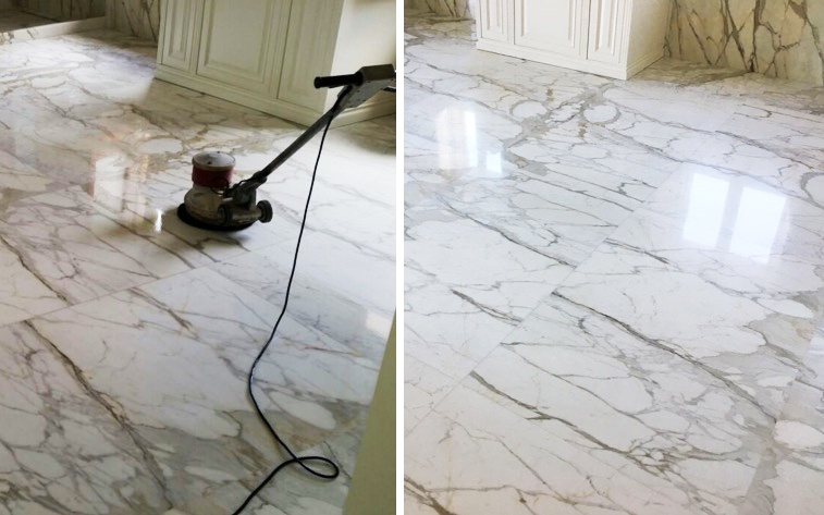Marble floor polishing